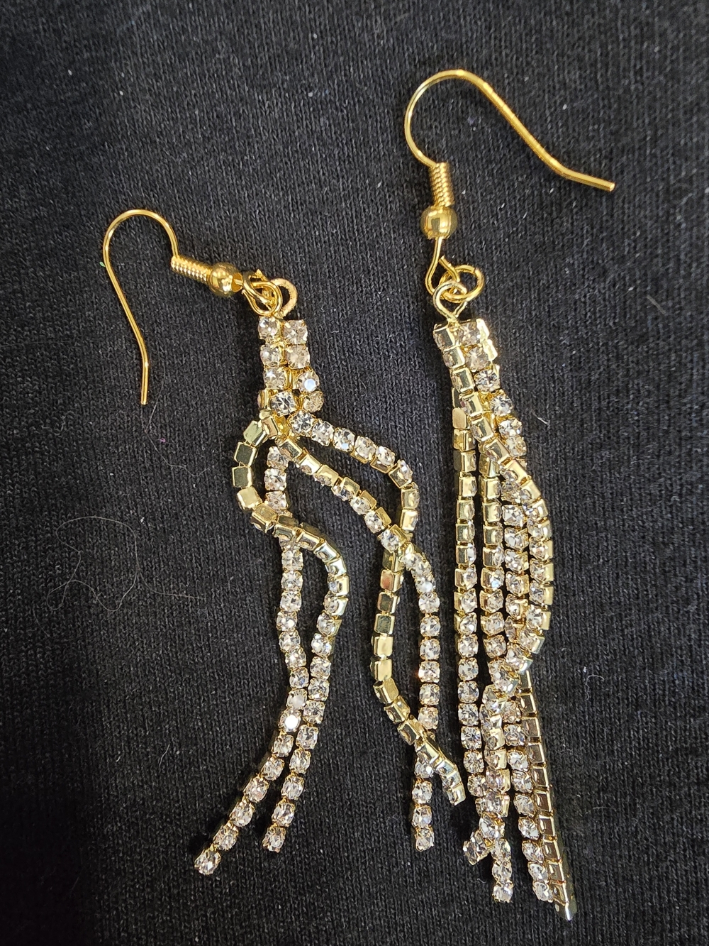 Gold Rhinestone Dangle Earrings - Elegant Sparkle